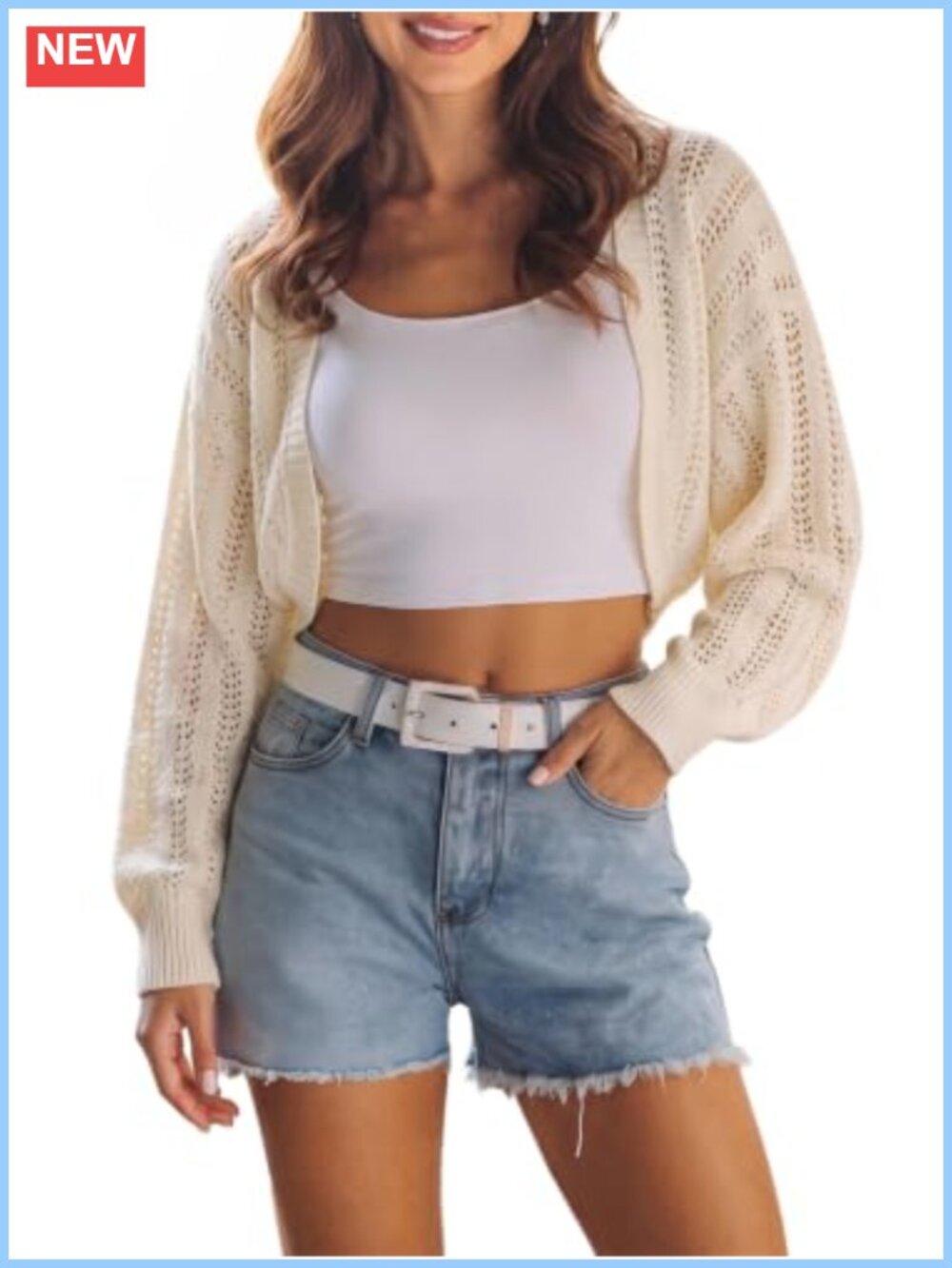 Crochet Cropped Cardigan Lightweight Summer Layer Open Front Shrug
